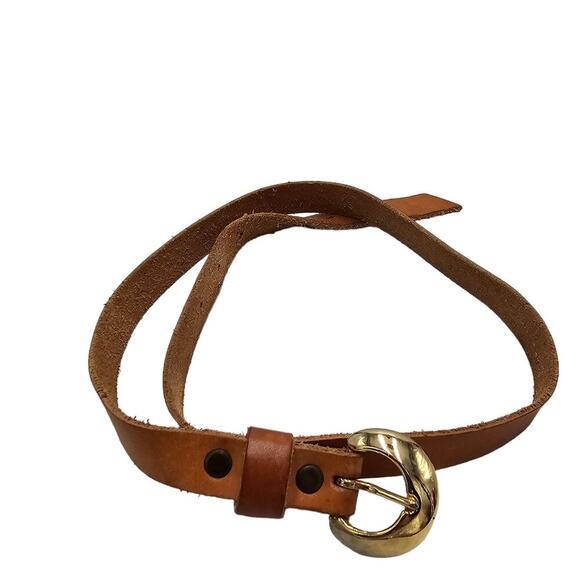 Rona Brown Leather Belt Womens Size Small D-Ring Buckle Skinny Vintage Capsule - Picture 2 of 8